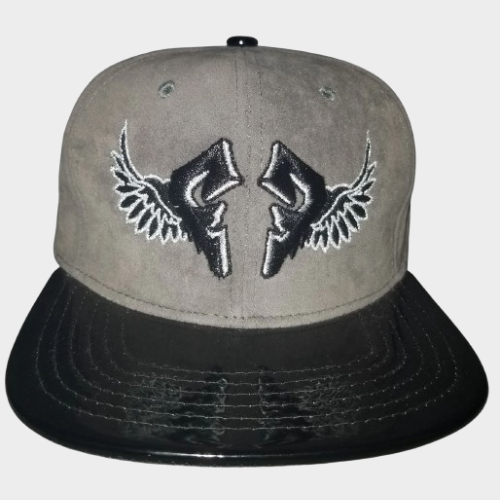 Fallen Fathers Apparel Gray Suede & Black Leather Snap Back